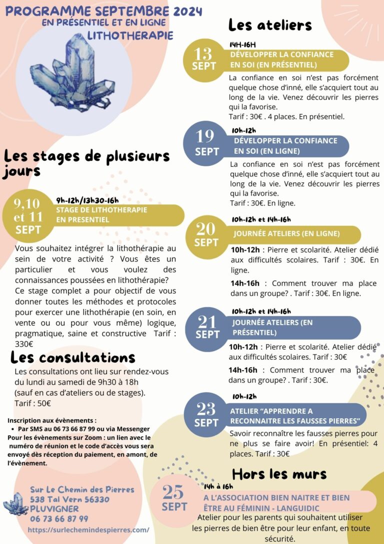 Le programme de la rentrée