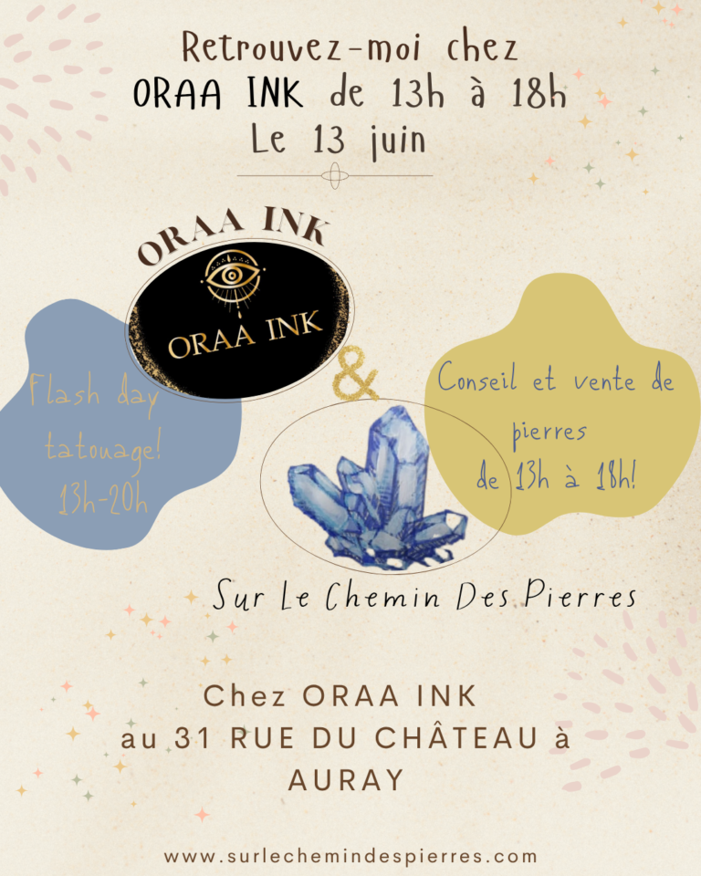 Retrouvez-moi le vendredi 13 juin chez Oraa Ink à Auray